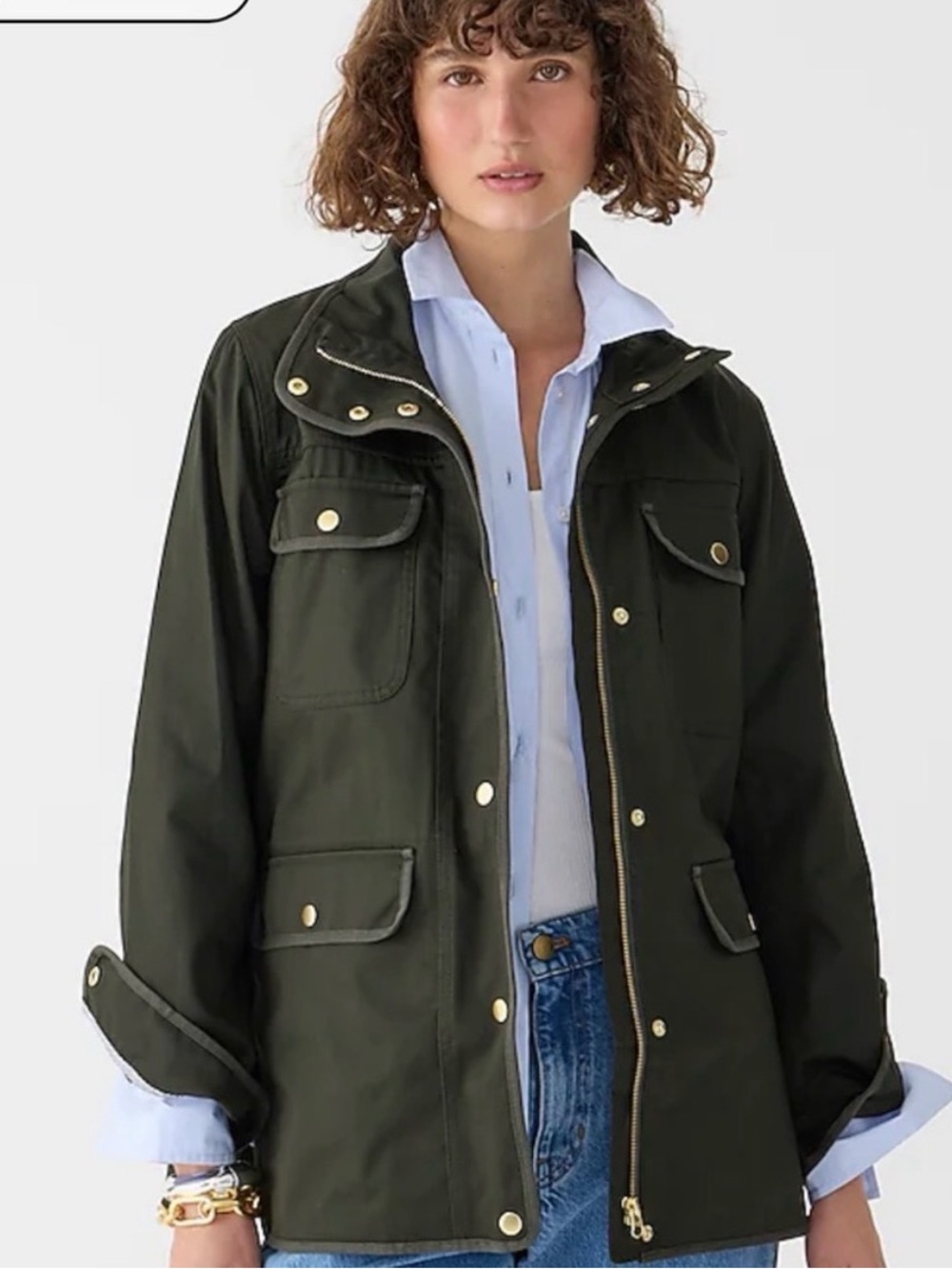 J. Crew Olive Utility Jacket with Gold Hardware (Downtown field jacket)